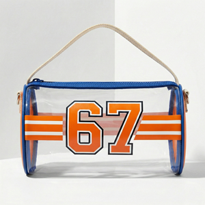<span class=keywords><strong>Sac</strong></span> cylindrique transparent en PVC Custom67 avec impression <span class=keywords><strong>de</strong></span> numéro rétro, pochette <span class=keywords><strong>de</strong></span> toilette <span class=keywords><strong>de</strong></span> sport, trousse à crayons avec poignée en coton - Product Image 1