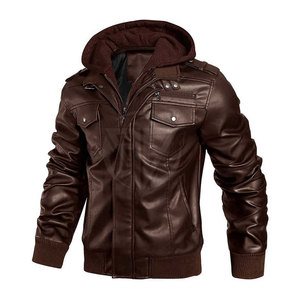 Hoodie en cuir élégant et décontracté pour l'hiver, léger, avec coutures soignées, allure moderne, texture durable, confortable à porter - Product Image 3