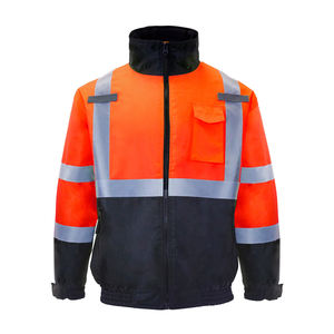 Veste de travail réfléchissante haute visibilité orange et noire, durable, légère, doublure amovible, imperméable, uniforme de sécurité - Product Image 2