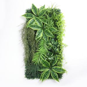 Pared verde artificial estilo jungla LONGSTAR con hojas abigarradas <span class=keywords><strong>de</strong></span> <span class=keywords><strong>Sansevieria</strong></span> y enredaderas - Product Image 1