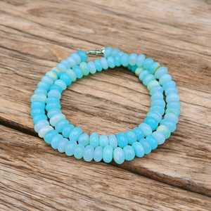 สร้อยคอลูกปัดโอปอลสีฟ้าของเปรู7-8มม. เครื่องประดับหินธรรมชาติโทนสีน้ำอ่อนเลือก2025แฟชั่นสำหรับผู้หญิง - Product Image 5