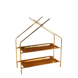 Merveilleux serveur de collations en fer à deux niveaux support d'outils de gâteau artisanaux taille et forme personnalisées pour la construction en métal en gros - Product Image 6