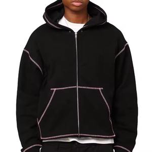 เสื้อฮู้ดดี้สตรีทแวร์แบบสั่งทำพิเศษ ผ้าเฟรนช์เทอร์รี่ 420 GSM ทรงครอป ตะเข็บตัดกัน ทรงโอเวอร์ไซส์ ซิปหน้า คุณภาพเยี่ยม แฟชั่นใหม่ - Product Image 4