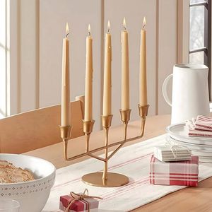 Nouveau design bougeoirs en fer plaqué or fantaisie décoration de la maison de haute finition pour mariage et noël matériau métallique - Product Image 3