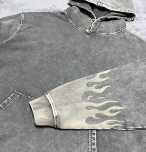 Sudadera con capucha desgastada lavada con ácido para hombre, estampado de patrón de invierno, lana suave, Material de poliéster/algodón, MOQ bajo para suministro al por mayor - Product Image 5