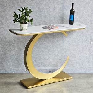 MOON Luxury Modern <b>Console</b> <b>Table</b> Contemporary Iron Frame with Marble Stone Top <b>for</b> <b>Entry</b> Villa Living Room or Hotel CST051 - Product Image 4