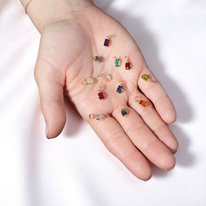 Piedra natal Topacio Azul cuarzo encantos ajuste de punta colgante chapado en oro alta calidad Baguette encanto joyería hacer collar - Product Image 4