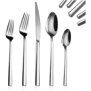 Ensemble de couverts contemporains décontractés en acier inoxydable royal Couverts à poignée faits à la main de haute qualité Conception unique de fourchette en acier miroir - Product Image 6