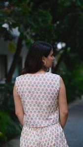 Conjunto de Top Corto sin Mangas con Estampado Pastel y Pantalones Anchos para Mujer, Ligero, Elegante y Cómodo para el Verano - Product Image 3