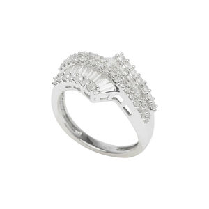 Bague de fiançailles en diamant blanc naturel de 1.28 ct à la mode Design en argent taillé baguette pour fête de mariage ou cadeau d'anniversaire - Product Image 1