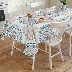 Nappe de table à double face en coton biologique 100% imprimé personnalisé de couleur unie couverture de protection de table de reliure de bord de certificat GOTS - Product Image 1