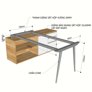 CONE Concept 160x80 Steel Table/Cabinet Legs Assembly Required HCCO022 Connectors & <b>Shelf</b> Supports - Product Image 3