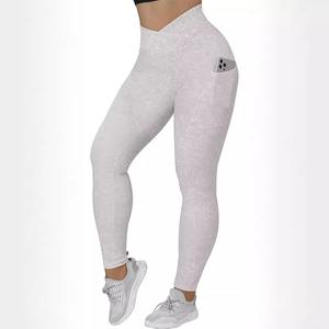 Mallas de entrenamiento de secado rápido transpirables sin costuras de alta calidad para mujer, bolsillos, cintura alta, compresión, OEM, logotipo personalizado, suministro de fábrica - Product Image 4