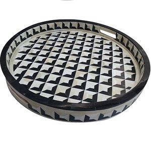 Bandeja de concha de laca grande, mesa de incrustación de hueso, Plato decorativo para fiestas de interior, bandeja de servicio de alimentos para el hogar y restaurante, novedad - Product Image 5