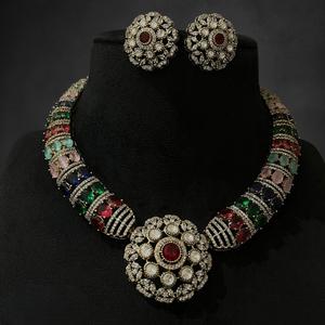 Elegante conjunto de collar con aspecto de piedras chapadas en oro de la mejor calidad con función de pendientes colección de ropa de fiesta de boda para mujer - Product Image 6
