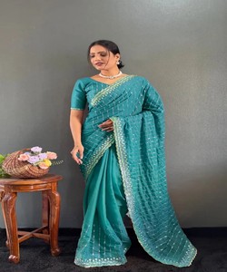 MODERNE SOIE BRODERIE MULTI SÉQUENCE TRAVAIL PRÊT À PORTER SAREE SANS COUTURE BLOUSE PRIX DE GROS VÊTEMENT ETHNIQUE Fête De Mariage - Product Image 1