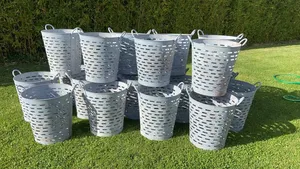 <b>Rustic</b> Olive Metal Bucket Basket Farmhouse Ins Traditional <b>Home</b> <b>Decor</b> Storage Pot for Garden Flowers - Product Image 5