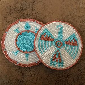 Handmade Beaded <b>Coasters</b> - Boho <b>Drink</b> <b>Coasters</b> with Polyester Backing (4x4 Inch) - Product Image 2