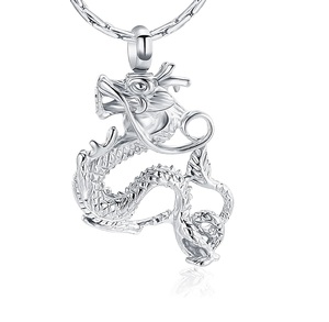 Collar de urna de dragón de acero inoxidable de plata moderna, tamaño personalizado, joyería de cremación, recuerdo de cenizas para mujeres y hombres - Product Image 6