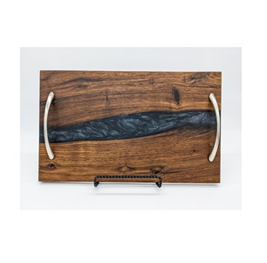 ถาดไม้เรซินและไม้หรูหราทำด้วยมือถาดเสิร์ฟพร้อมที่จับโลหะสำหรับตกแต่งห้องรับประทานอาหารทันสมัยหรูหราทำด้วยมือ - Product Image 6