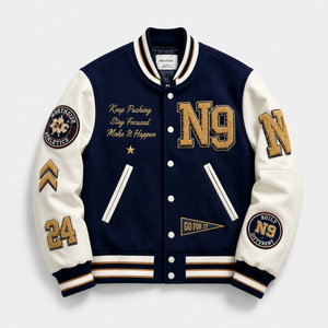 OEM Custom Heavyweight Varsity <b>Jacket</b> Manufacturer <b>Leather</b> Sleeve Chenille Embroidery Letterman <b>Jacket</b> Sample Private Label - Product Image 1