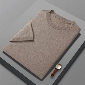 High quality worsted spunning pullover wool Men's Sweaters summer business polo sweater thin short sleeved knitted T-shirt