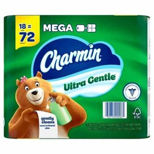 Charmin-Ultra Gentle 18 Mega Rolls 72 Regular Soft Strong Jumbo Papier hygiénique sans noyau Pulpe de bambou - Product Image 1