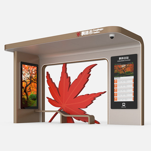 Refugio de autobús cerrado de acero personalizado con Banco LED Estación de autobús inteligente al aire libre Forma rectangular para publicidad - Product Image 2