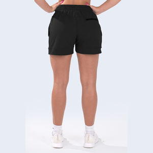 2025 Spring Summer Ladies High <b>Waist</b> <b>Elastic</b> Breathable Regular Fit Polyester Knit Sports Leisure Yoga Running <b>Shorts</b> Hot <b>Women</b> - Product Image 3