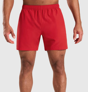 Pantalones cortos atléticos para correr para hombre con bolsillos con cremallera Transpirable Secado rápido Tela elástica de 4 vías Ajuste regular para entrenamiento y Deportes - Product Image 1