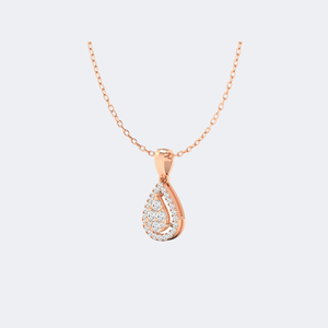 Collar con Colgante de Diamante Redondo de 0.50CTW con Halo de Perlas, Oro de 14k, Diamante Cultivado en Laboratorio, Color D, VVS, Engaste Pavé, Joyería en Forma de Lágrima para Mujer - Product Image 2