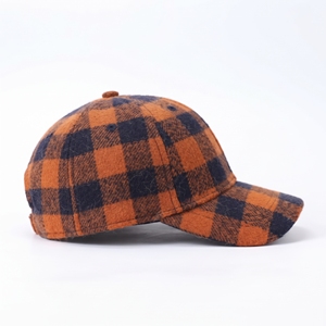 Orange <b>Navy</b> Plaid Baseball Cap Unisex Flannel Casual <b>Hat</b> Wholesale Custom Logo High Quality OEM ODM Low MOQ 6 Panel Adjustable - Product Image 4