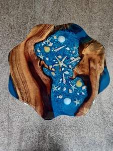 Mesa de Comedor/Café de Resina y Madera de Acacia Hecha a Mano, Moderna y de Lujo, Impermeable, para Sala de Estar, Jubilación, Boda, Aniversario, Condolencias - Product Image 3