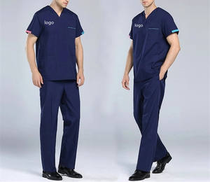 Trajes de fregado unisex con cuello en V de secado rápido de algodón Spandex superventas conjuntos de fregado de enfermería OEM logotipo personalizado uniformes médicos hospitalarios - Product Image 4
