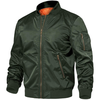 Veste bomber d'hiver tendance pour homme, col en V, bleu uni, broderie en sergé, 100% polyester, motif pilote