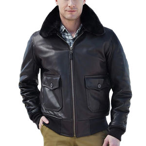 Veste bomber en laine/polyester de haute qualité pour hommes avec col en V, décoration boutonnée, fermeture éclair, vestes pour hommes - Product Image 3
