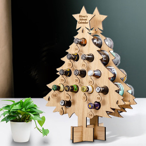 Bằng Gỗ Thủ Công Giá Rượu Vang Trong Giáng Sinh Hình Dạng Cây Với Khắc Trang Trí Vòng Hiển Thị Rượu Vang Tổ Chức Cho Trang Trí Nội Thất - Product Image 2