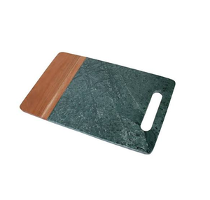 Tabla de cortar de madera y mármol para verduras y frutas, fácil de limpiar, tabla de cortar redonda de madera y mármol con asa - Product Image 2
