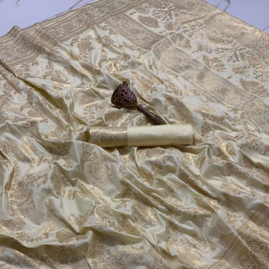 Saree-Blusa de seda dorada para correr, ropa de fiesta, boda - Product Image 1