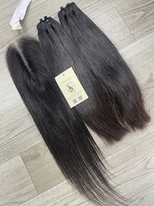 Paquets de cheveux vierges vietnamiens Remy à double trame tissés à la machine avec fermeture en dentelle à double tirage pour femmes vente en gros - Product Image 3