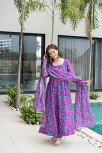 Salwar Kameez en organza tout neuf pour femmes, vêtements de fête, design réversible, style indien et pakistanais, micro-coton intérieur, toutes saisons - Product Image 2