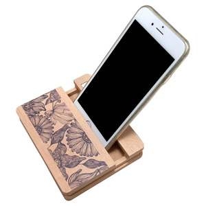 Support de téléphone élégant en bois – Amplificateur acoustique et diffuseur d'huiles essentielles en forme de chrysanthème violet - Product Image 5