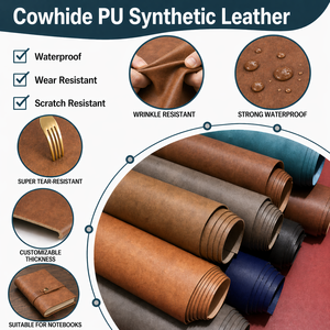 Material <span class=keywords><strong>de</strong></span> Cuero PU con Textura <span class=keywords><strong>de</strong></span> Piel <span class=keywords><strong>de</strong></span> Vaca Reciclada, Impermeable, Ecológico, Duradero y <span class=keywords><strong>de</strong></span> Primera Calidad para Decoración del Hogar, Cuero Sintético - Product Image 1