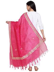 ผ้าฝ้ายงานฝีมือมาใหม่ leheriya gotta patti dupatta ดูแพตตาหนักด้วย Gota ใส่ทำงานและเสื้อผ้าแต่งงานแบบลาเตอร์ - Product Image 2