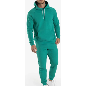 Survêtement Premium pour Hommes |   Ensemble en polaire Performance vert émeraude |   Ensemble de survêtement à capuche pour l'entraînement sportif urbain, deux pièces - Product Image 1