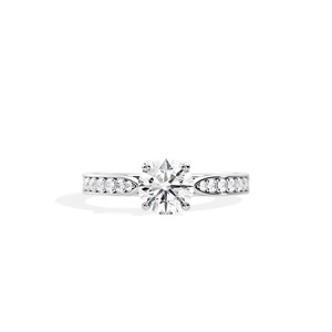 IGI Certified Round Cut Lab Grown Diamond Engagement <b>Ring</b> 14K White / Rose And Yellow <b>Gold</b> Pave Diamond Wedding <b>Ring</b> - Product Image 1