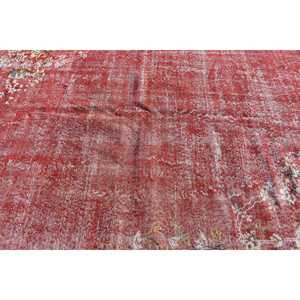 Turkish Rug, 6.7x10 ft Vintage Rug, <b>Red</b> White Abstract <b>Wool</b> Rug - Product Image 5