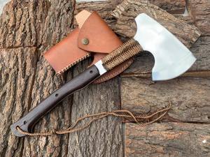 Hacha industrial personalizable de acero 1095, forjada a mano, de espiga completa, tipo tomahawk, con mango de madera de wenge, para carpintería y corte de leña. - Product Image 2