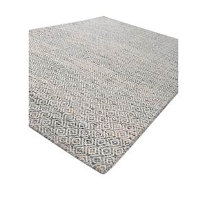 พรมขนสัตว์และวิสโคสสีน้ำเงินแบบทอเรียบ ลายเรขาคณิต สำหรับใช้ในบ้าน-ADWV-13047 - Product Image 2