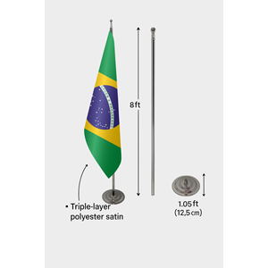 Brazil Official Indoor <b>Flag</b> Pennant Style Aluminum <b>Pole</b> Digital Printed Cotton Plastic Polyester Customizable <b>for</b> Cars Hand Use - Product Image 6